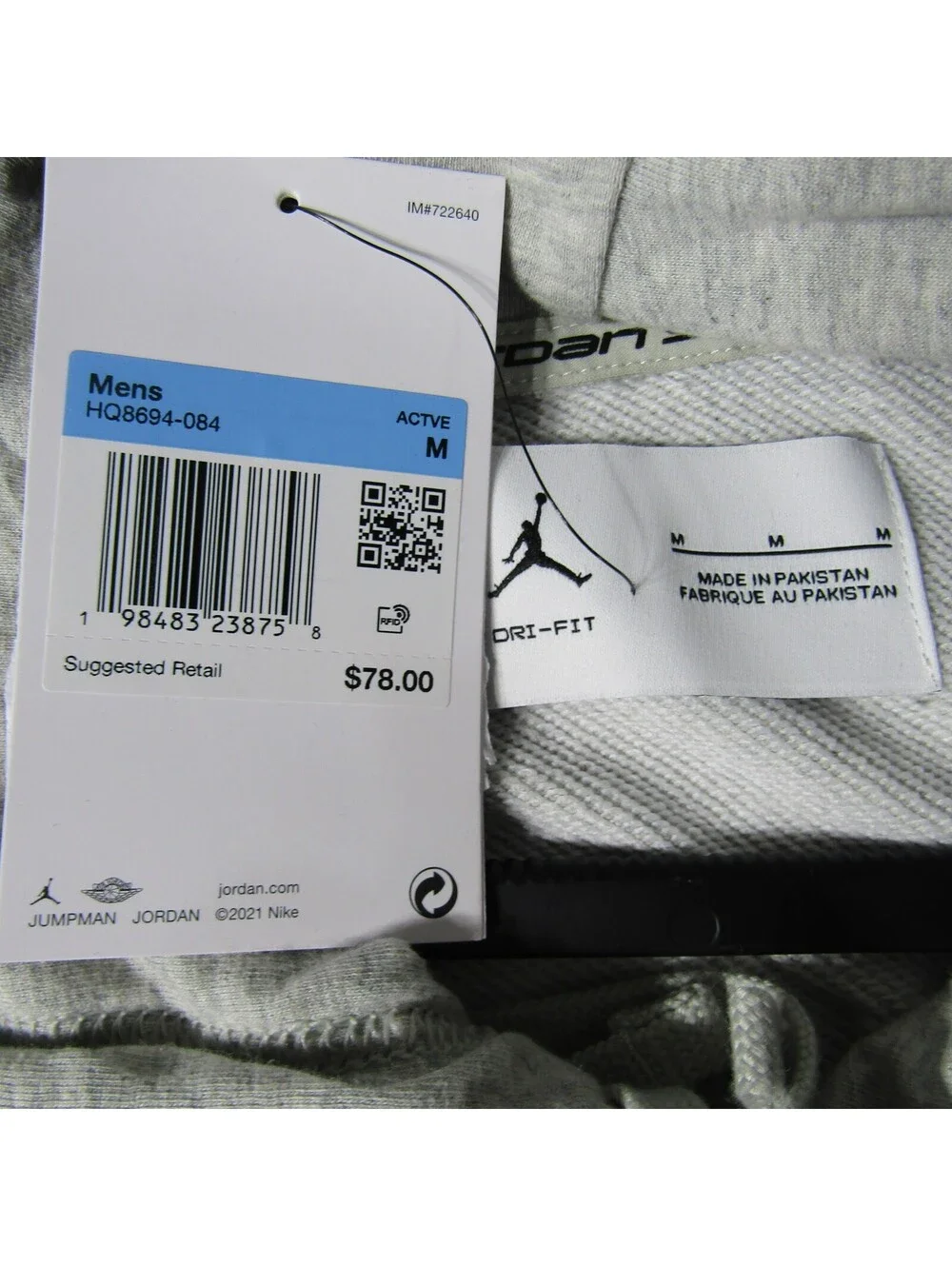 NWT Jordan Sport Crossover Fleece Hoodie Men's M Grey Heather